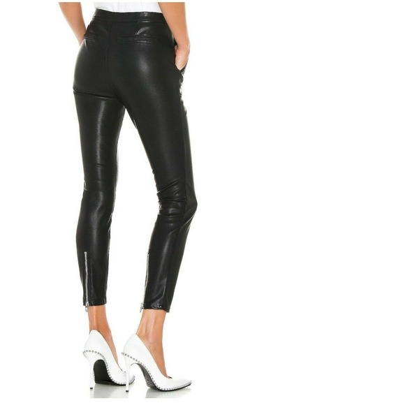 Blank NYC Women's Leggings Black Size 25 Ankle-Zip Faux-Leather Cropped - Picture 2 of 2